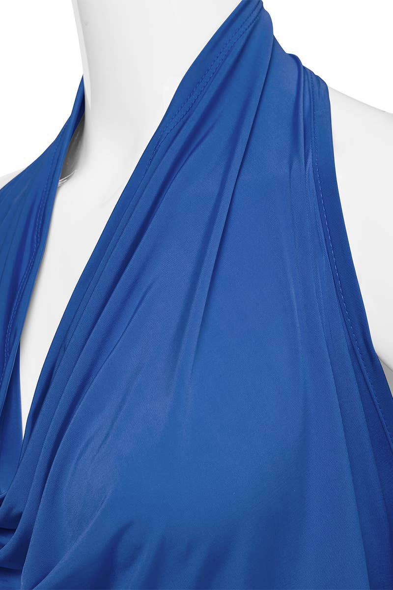 AWTHT028_Halter Neck Draped Front Open Back Top