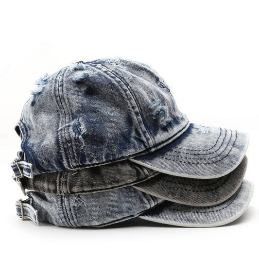 CWAH3203_DISTRESSED WHITE SOLID DENIM VISOR BASEBALL CAP