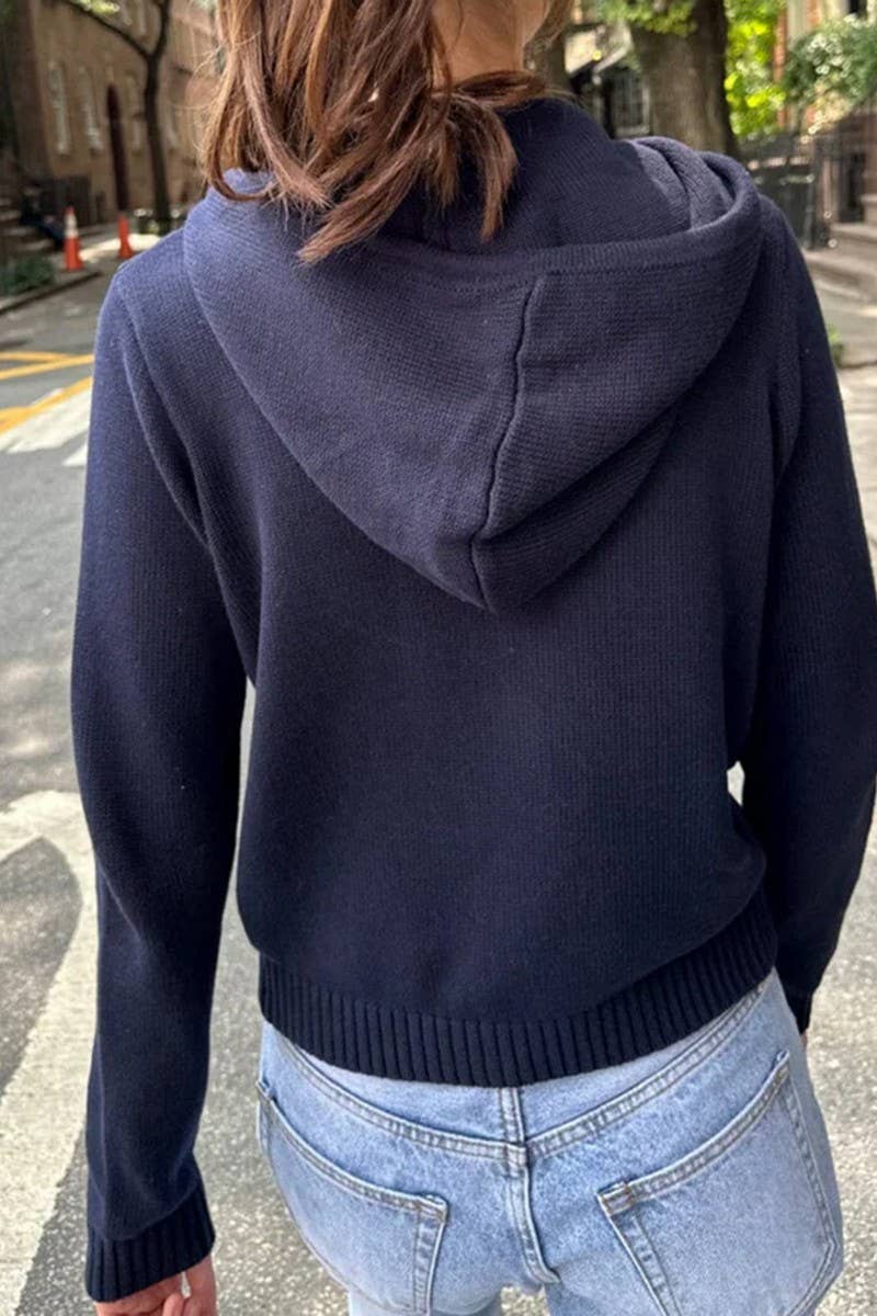 CWOCAL00752_SOLID ZIP UP HOODED KNIT CARDIGAN