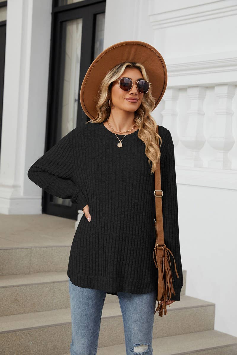 CWTBLL3744_AUTUMN AND WINTER COLLAR CASUAL TOPS