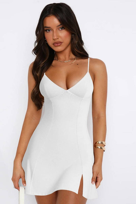 CWDHL1055_SLIM FIT HOT GIRL SUSPENDER KNITTED DRESS