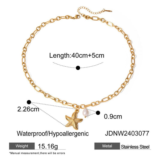 DELICATE STARFISH PEARL PENDANT NECKLACE