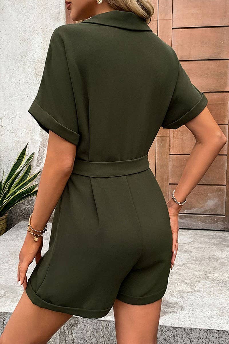 CWSR0091_CASUAL COLLARED SHORT SLEEVED ROMPER