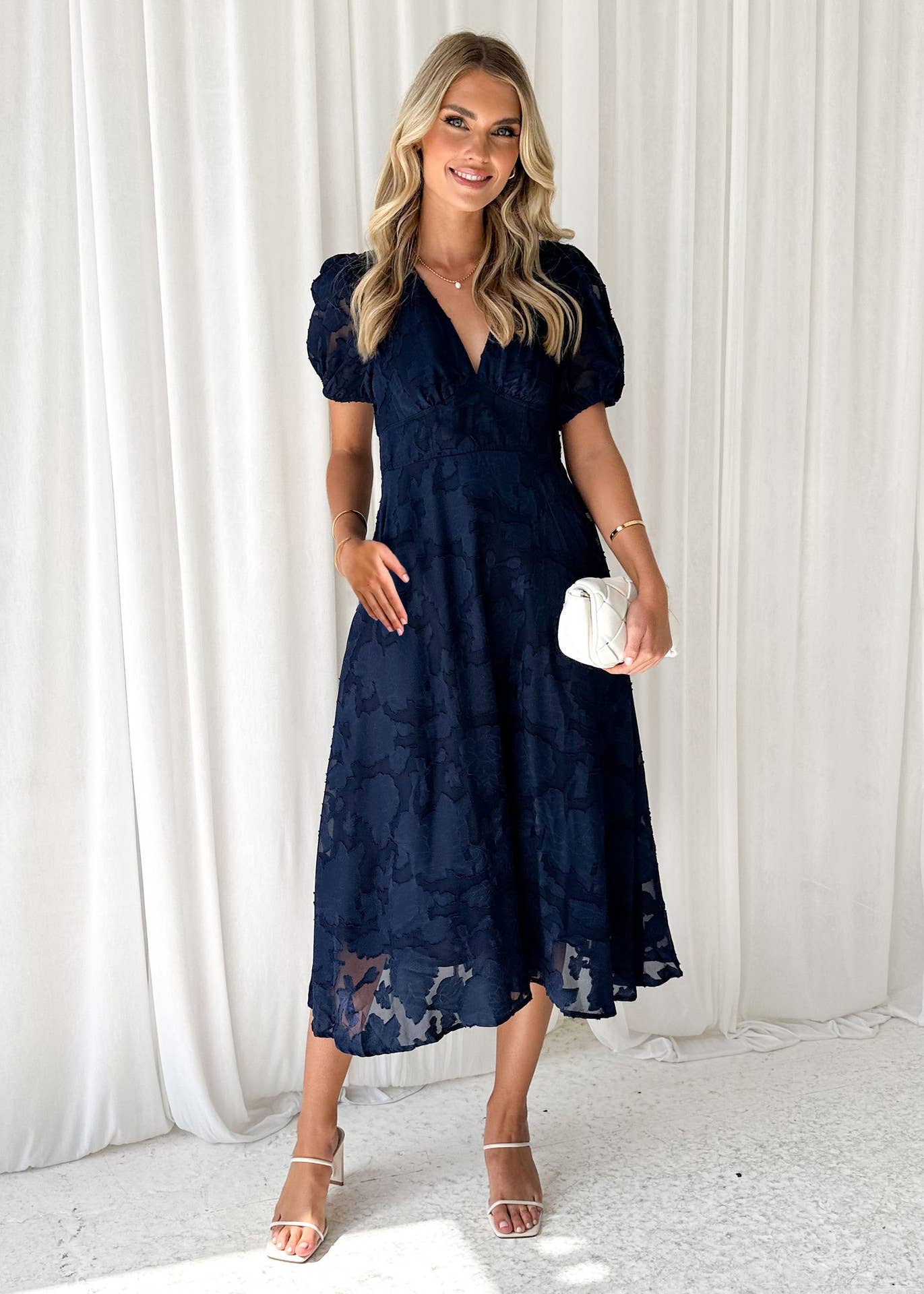 FLORAL LACE HIGH-WAISTED DRESS