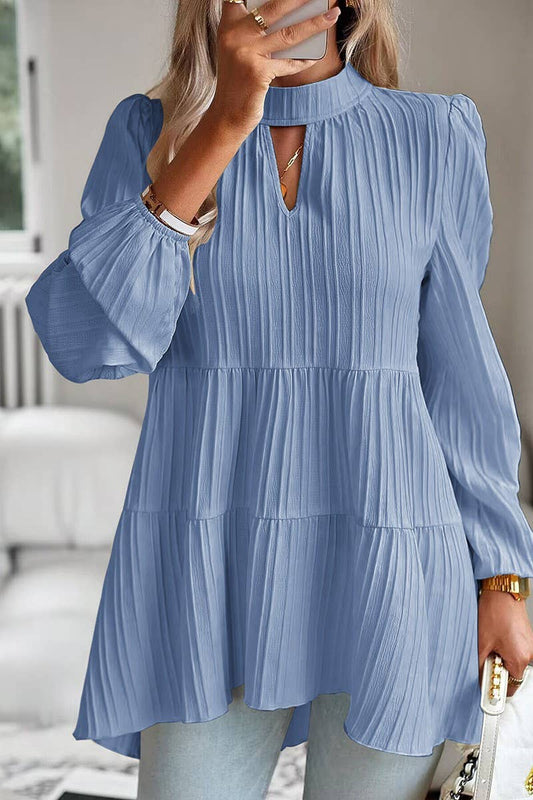 CWTBLL2768_HALF TURTLENECK WAVY LONG SLEEVE TOP