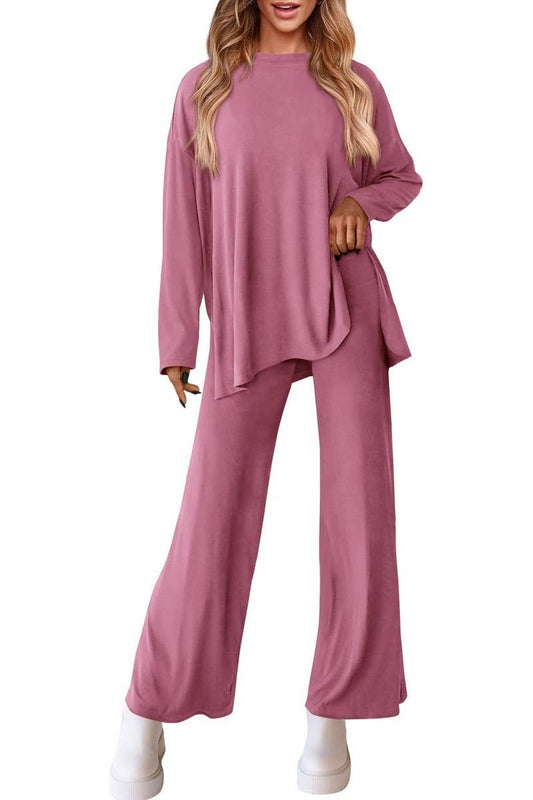 CWSTB00483_2025 KNIT LOUNGE SET WOMEN 2 PIECE CASUAL OUTFITS