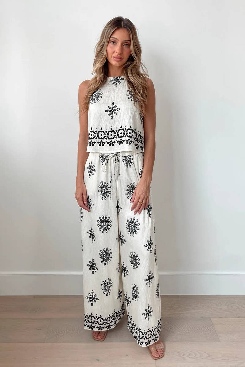 CWSTB1784_SEXY FLORAL CAMI TOP & WIDE LEG PANTS SET