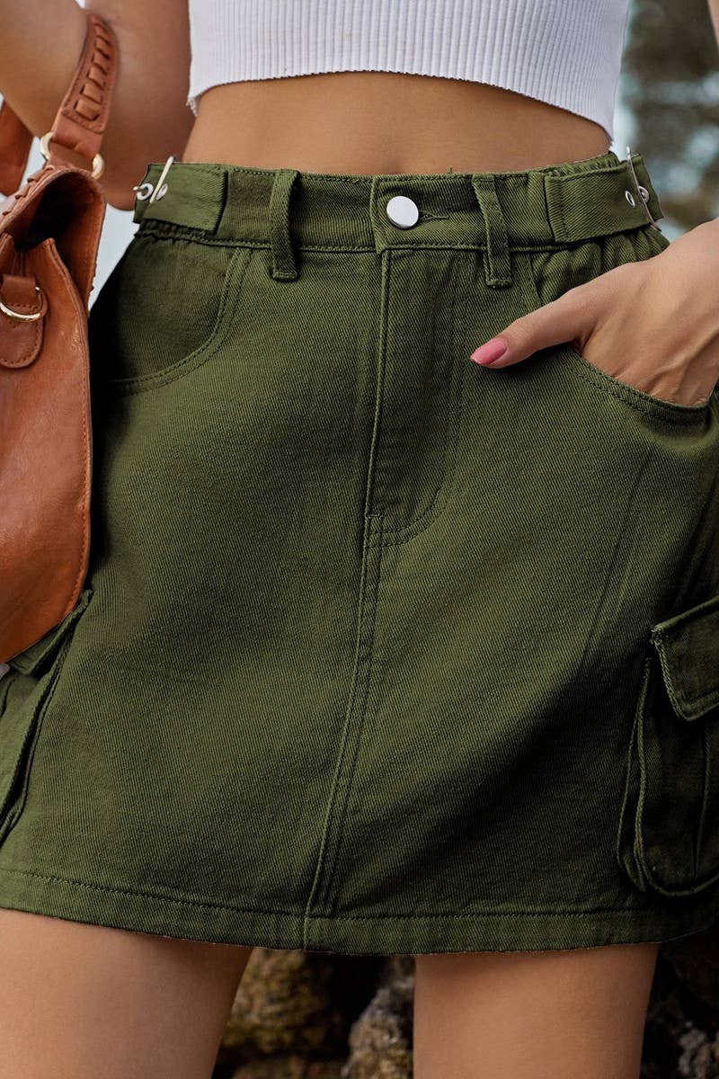 CWBSS00125_SOLID COLOR WASHED ELASTIC WAIST SHORT SKIRT