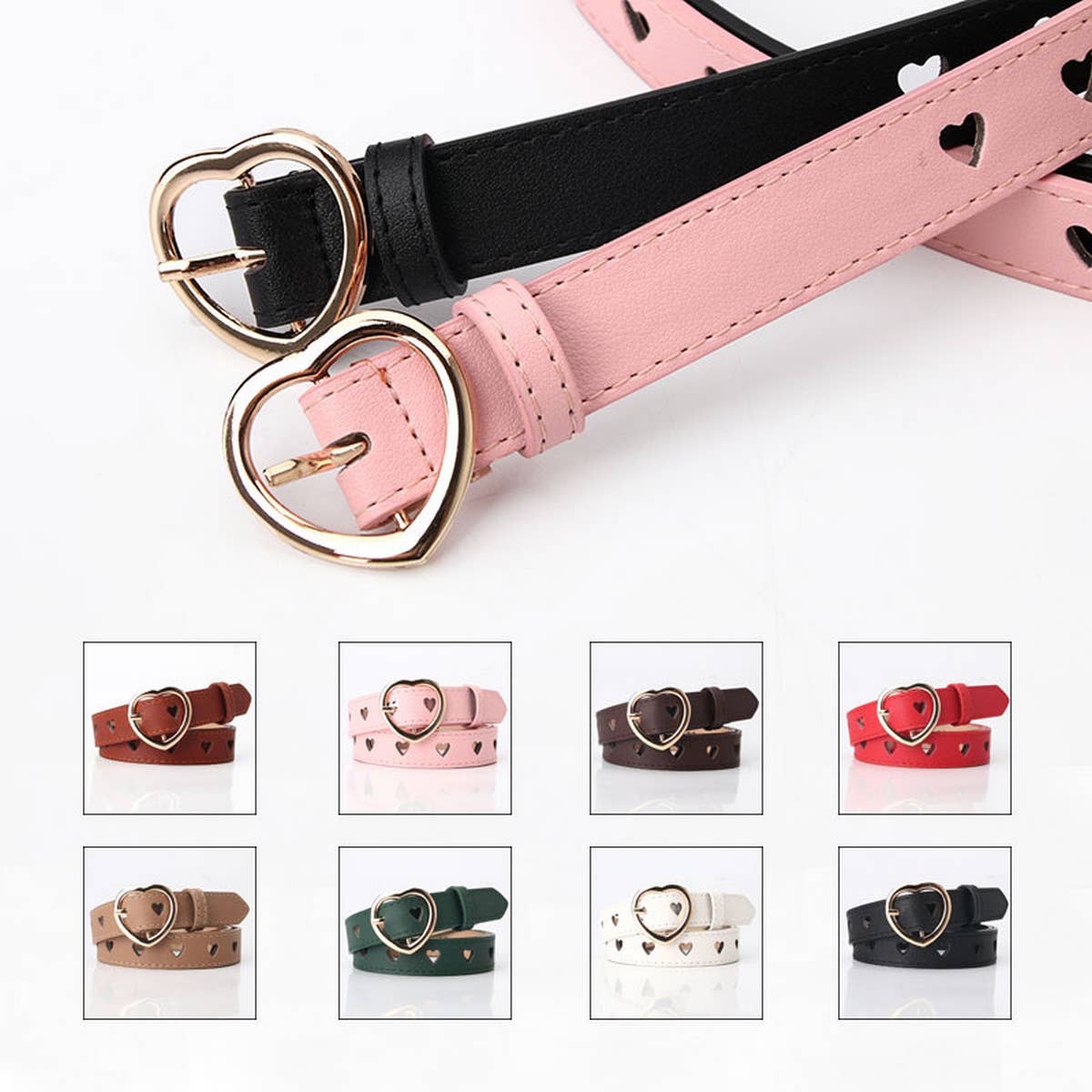 CWABE0910_VERSATILE HEART HOLLOW PIN BUCKLE BELT