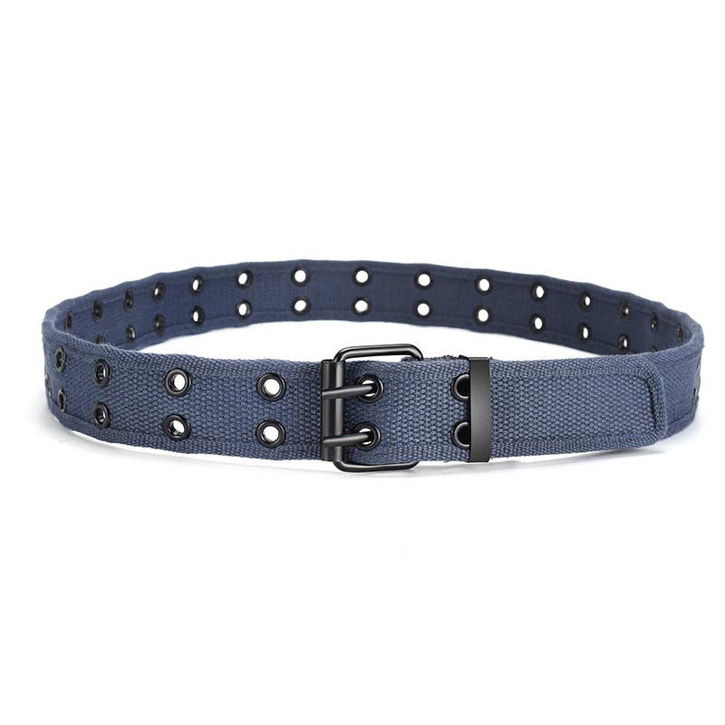 Double-pin buckle cotton double-row hole belt