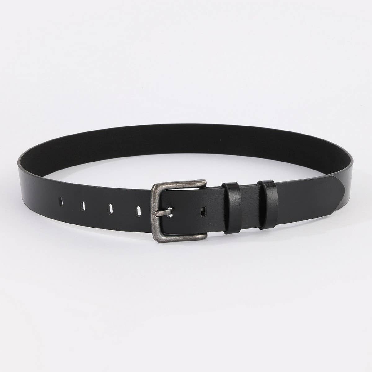 New Unisex Black Zinc Pin Buckle Belt Minimalist_CWABE1243