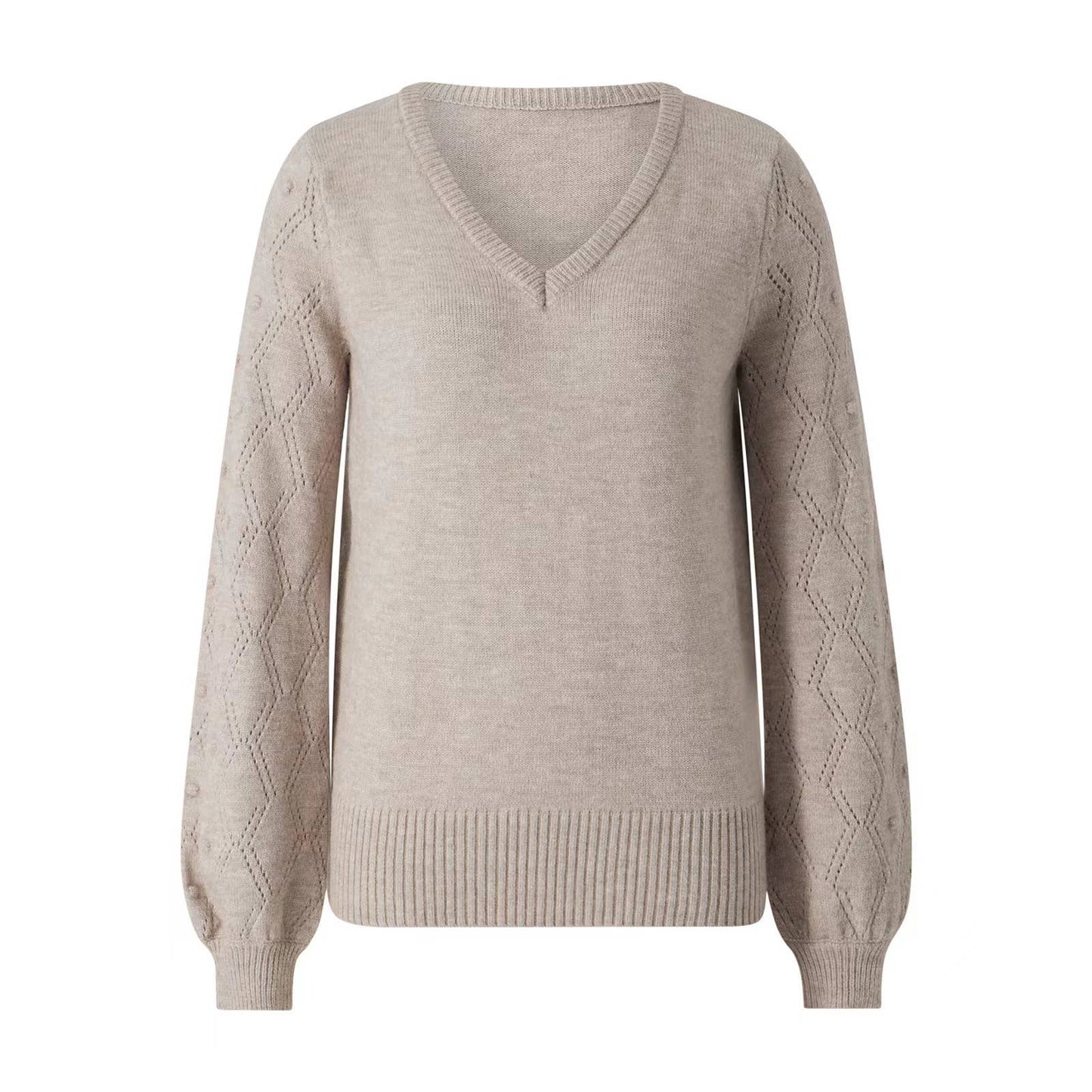 COMFORTABLE SOLID COLOR CASUAL V-NECK SWEATER