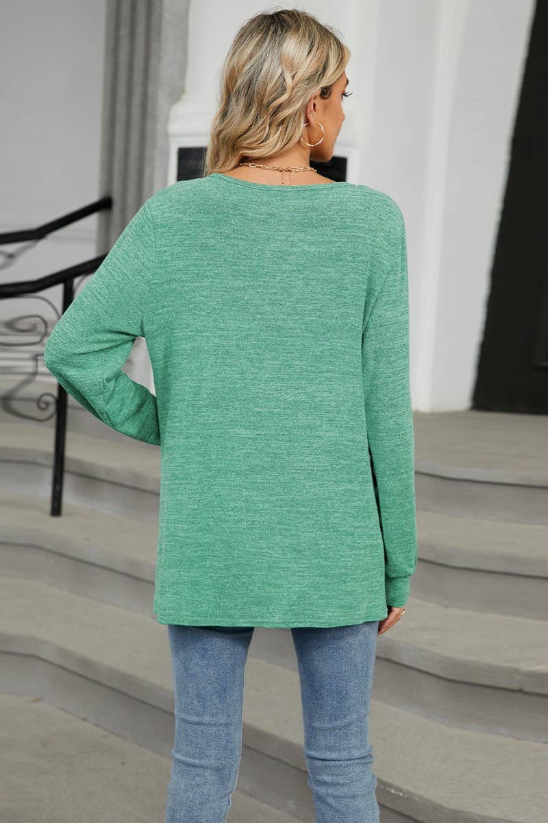CWTBLL1866_WRINKLED BRUSHED CUTOUT LOOSE LONG SLEEVE TOP
