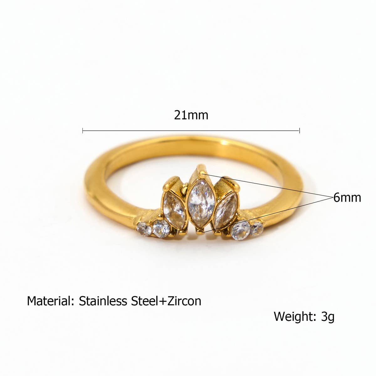 Geometric CZ Steel Ring with Luxe Gloss Finish