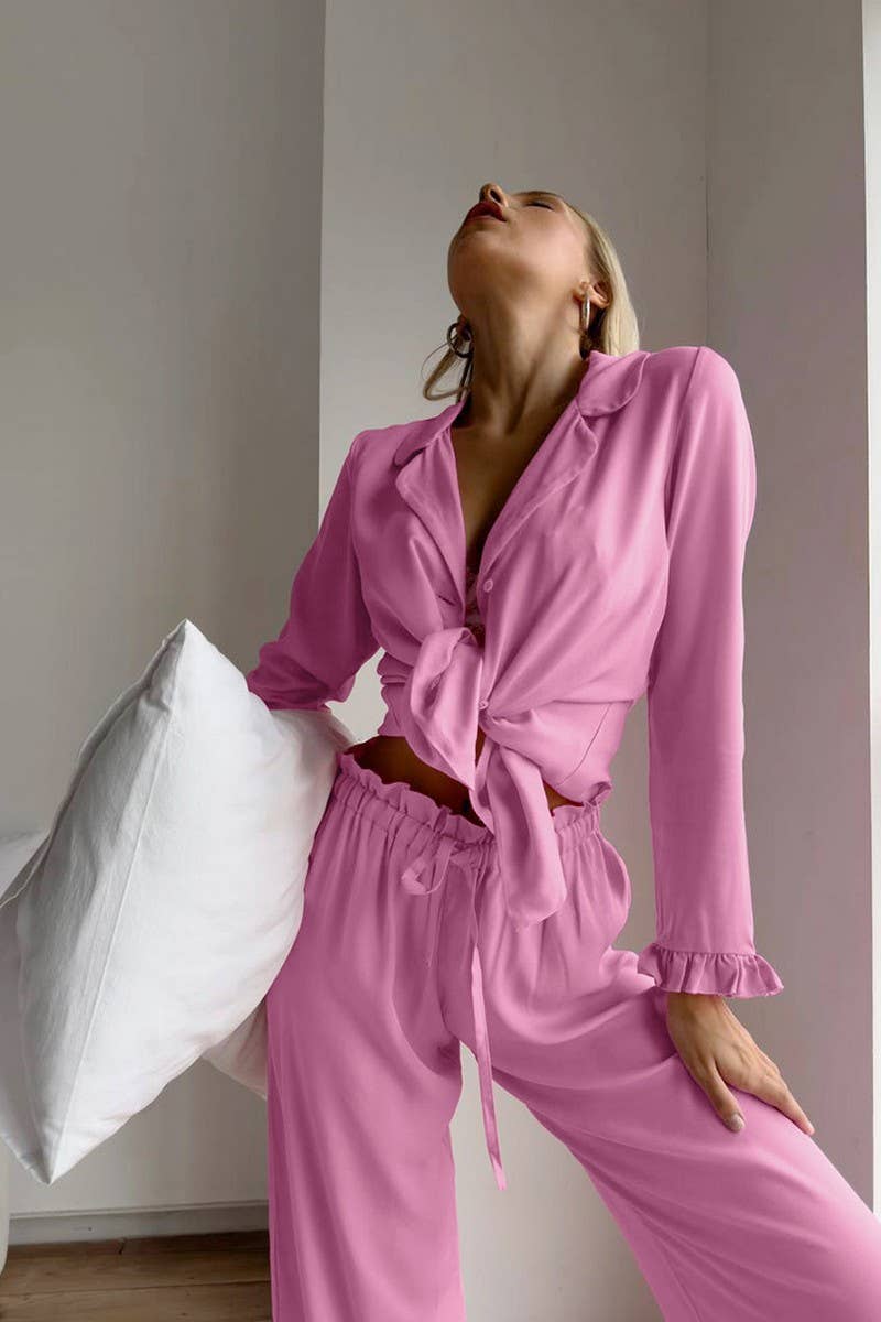 CWSPJ0309_RUFFLED LONG-SLEEVED TROUSERS SLEEPING SET