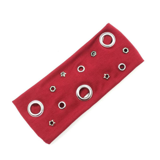 Elastic Punk Headband with Mixed Metal Studs