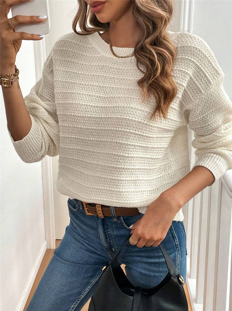 Back bow design feel casual pullover sweater