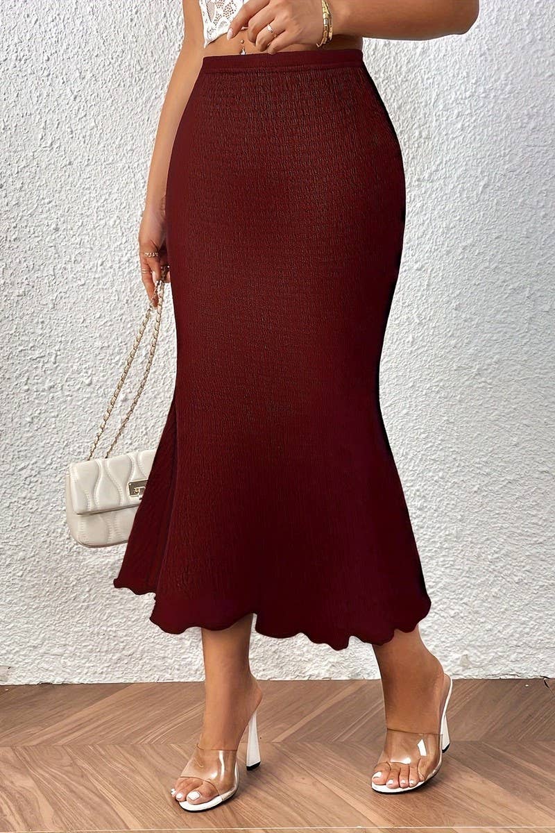 CWBLS0433_FASHION KNITTED ELASTIC FISHTAIL LONG SKIRT