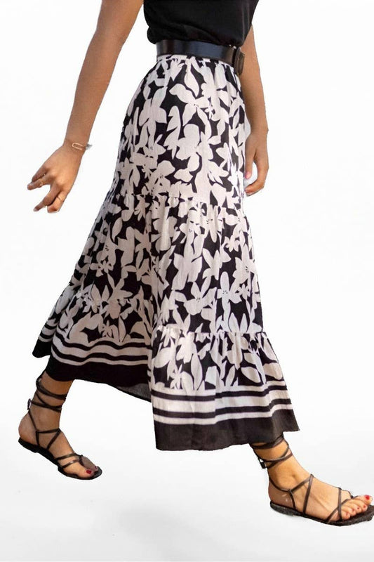 CWBLS0673_BOTANICAL PRINT FLOWY VACATION MAXI SKIRT