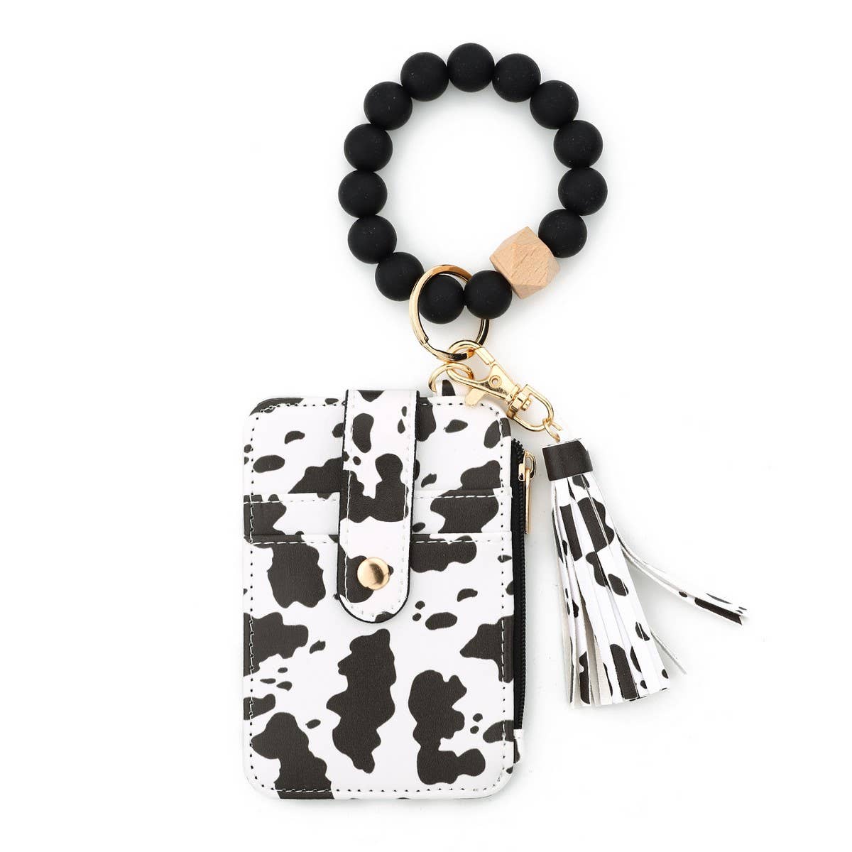 Pattern PU Card Holder with Silicone Bead Chain_CWAB4966