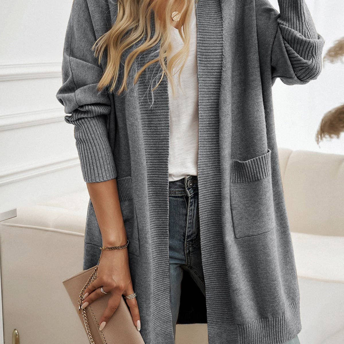 Bat-sleeved temperament cardigan sweater jacket