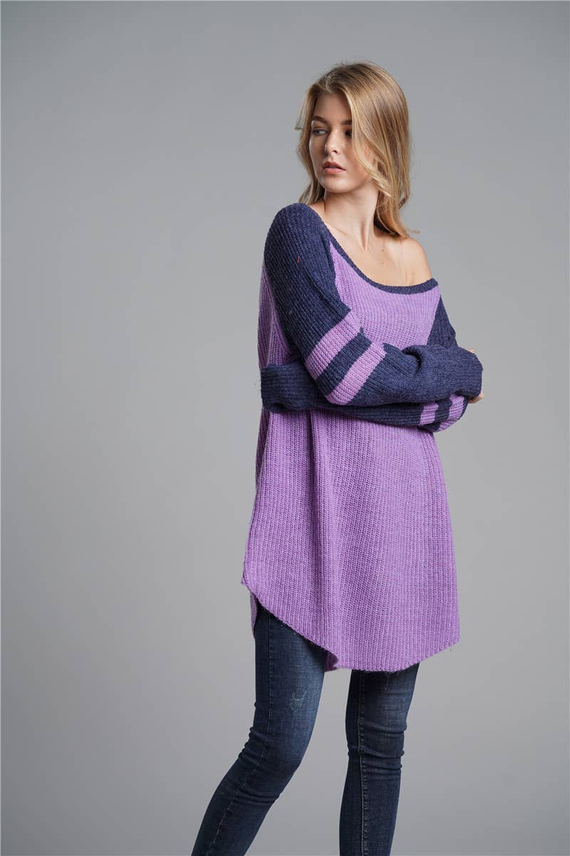 ALL-IN-ONE LONG LOOSE SOLID PULLOVER SWEATER