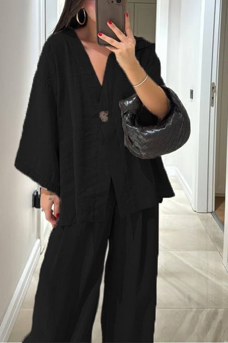 CWSTB00377_V-NECK LONG-SLEEVED TOP AND TROUSERS SUIT