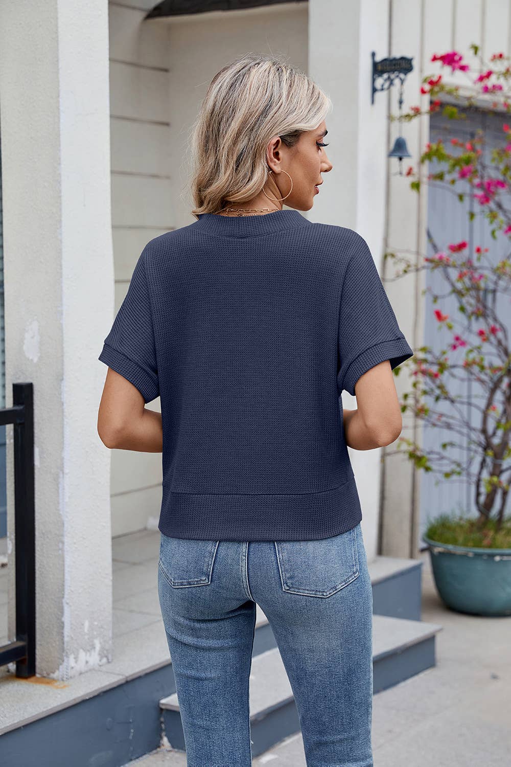 Casual V-neck knitted short-sleeved cardigan