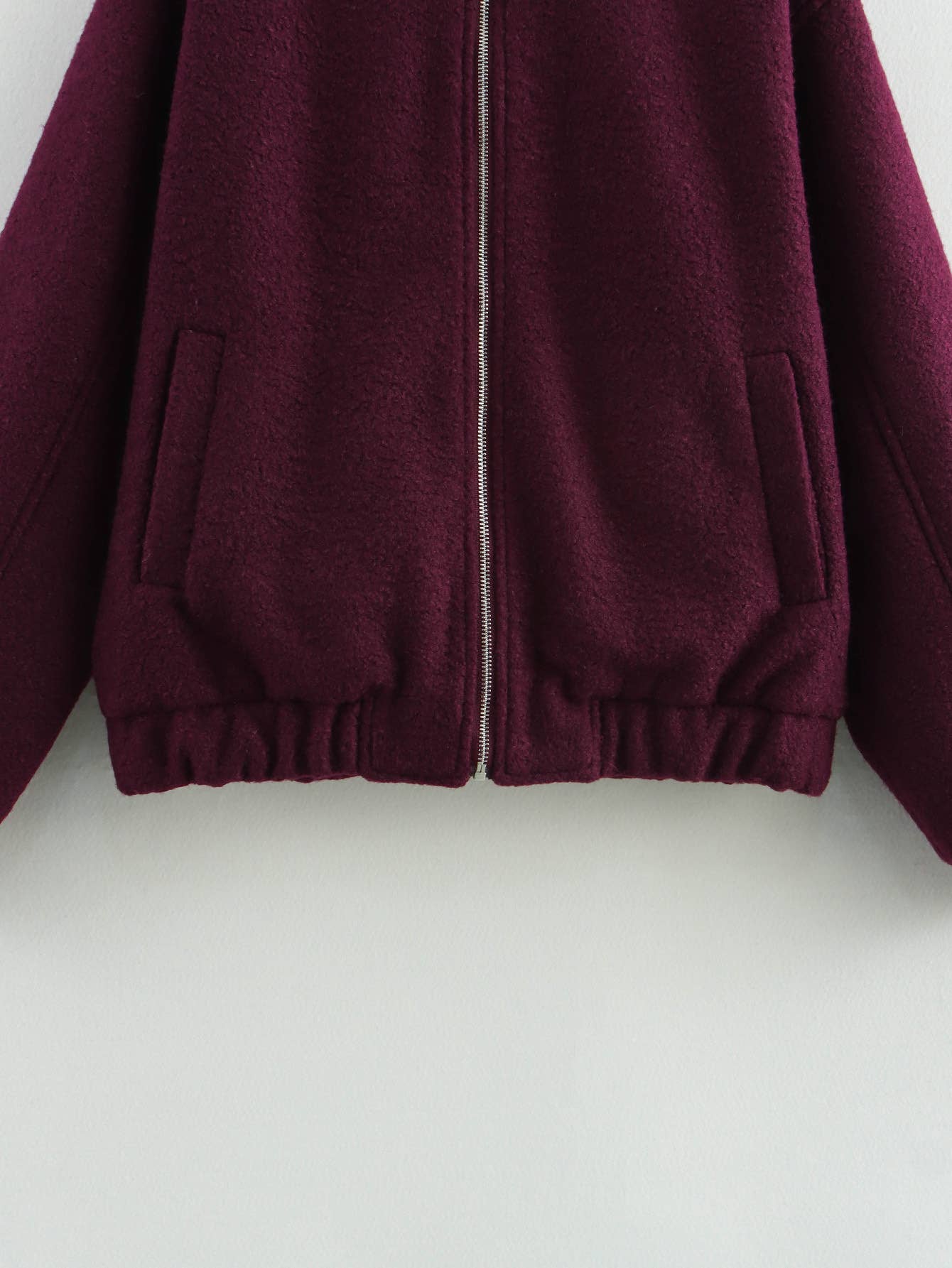 Beaded leather zipper long-sleeved short jacket