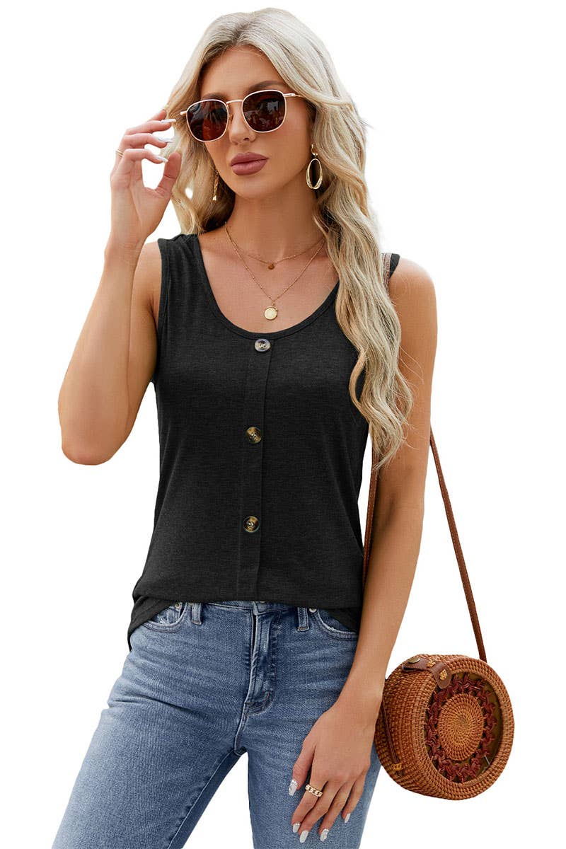 CWTBLSL0097_Round Neck Button Detailed Sleeveless Top