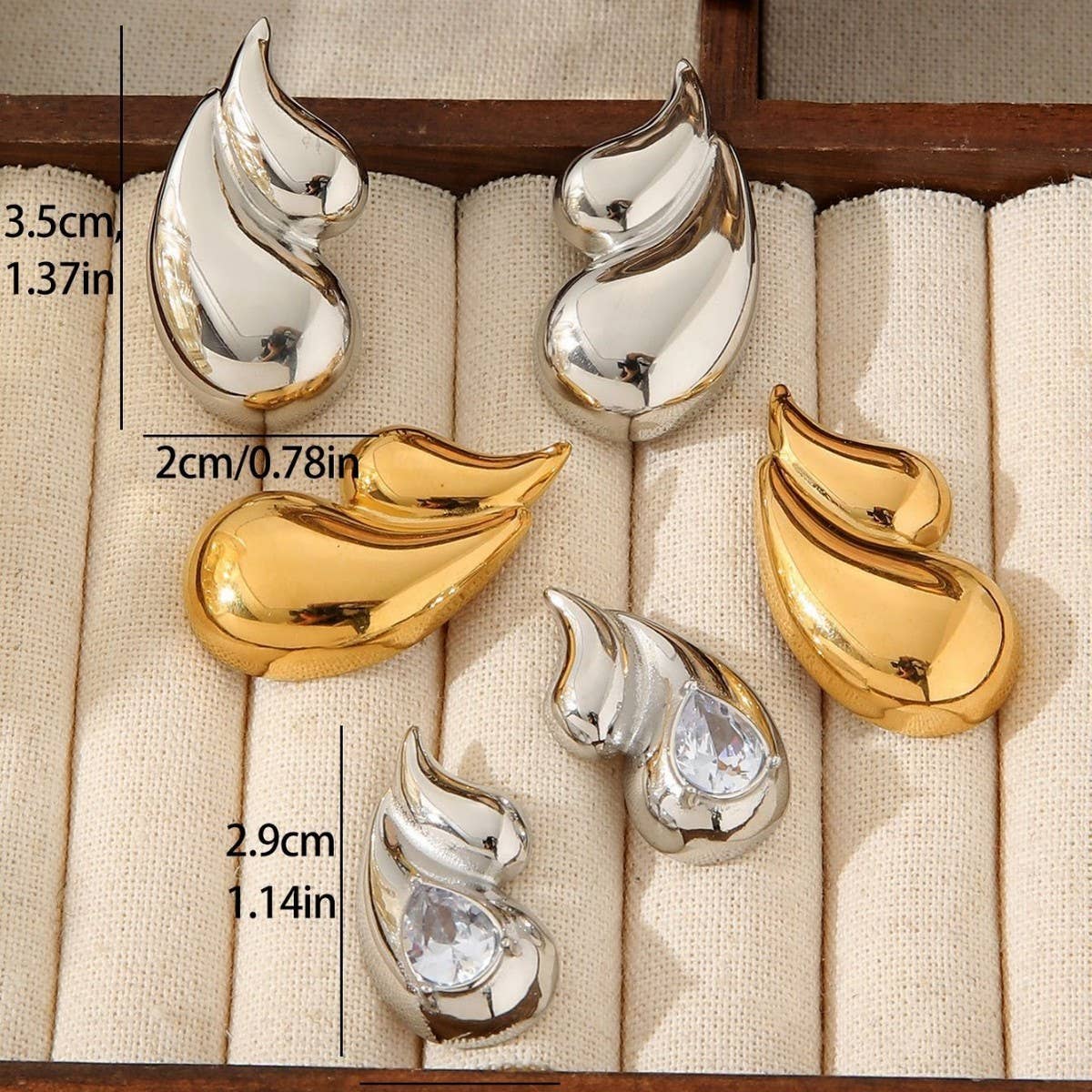 18K GOLD PLATED DOUBLE-LAYER TEARDROP EARRINGS_CWMM3654