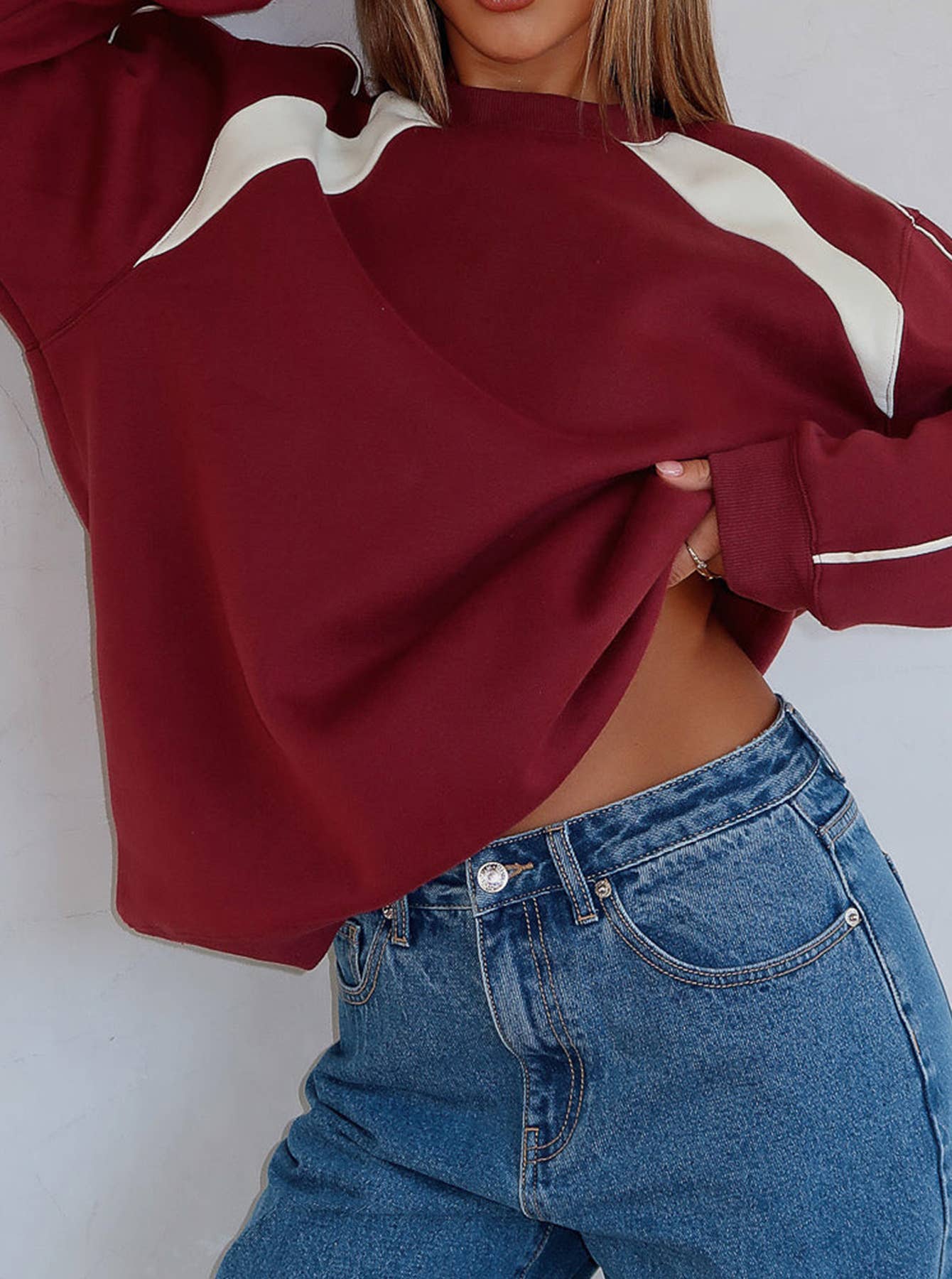 COLOR CONTRAST LOOSE CASUAL FASHION HOODIE