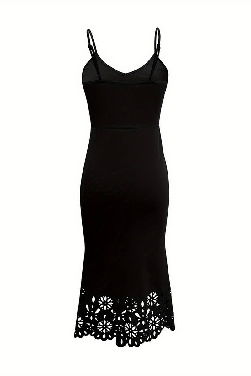 CWDHL0784_SEXY AND ELEGANT KNITTED SLING FISHTAIL DRESS