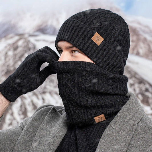 WINTER KNITTED PLUSH WARM WOOL THREE-PIECE SUIT