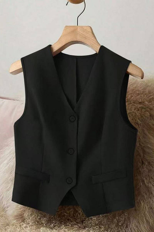 CWTTSL0404_FASHION SOLID COLOR SLIM FIT COMMUTER POCKET VEST