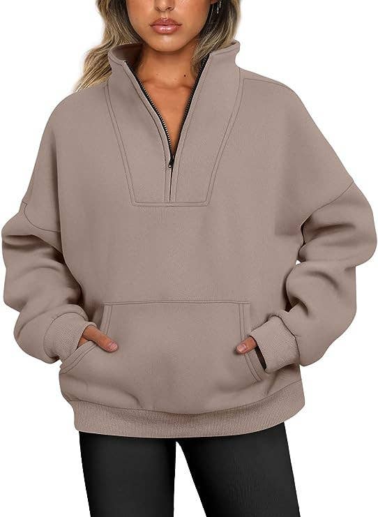 Fleece thread stand-up collar zipper hoodie