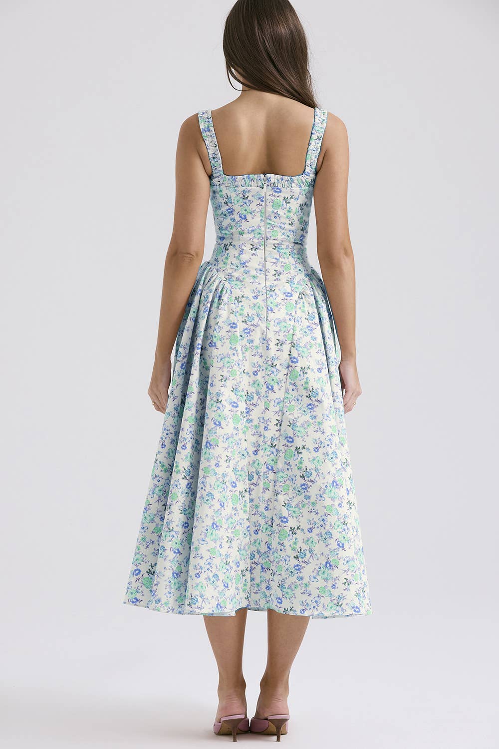 FLORAL BOHO CHIC HALTER DRESS WITH SLIMMING WAIST