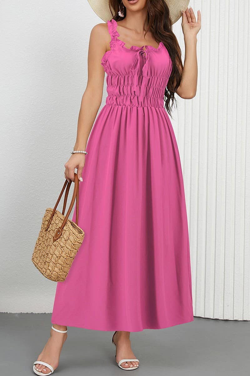 CWDMD6206_CASUAL SOLID COLOR WAIST TIE CAMI MAXI DRESS