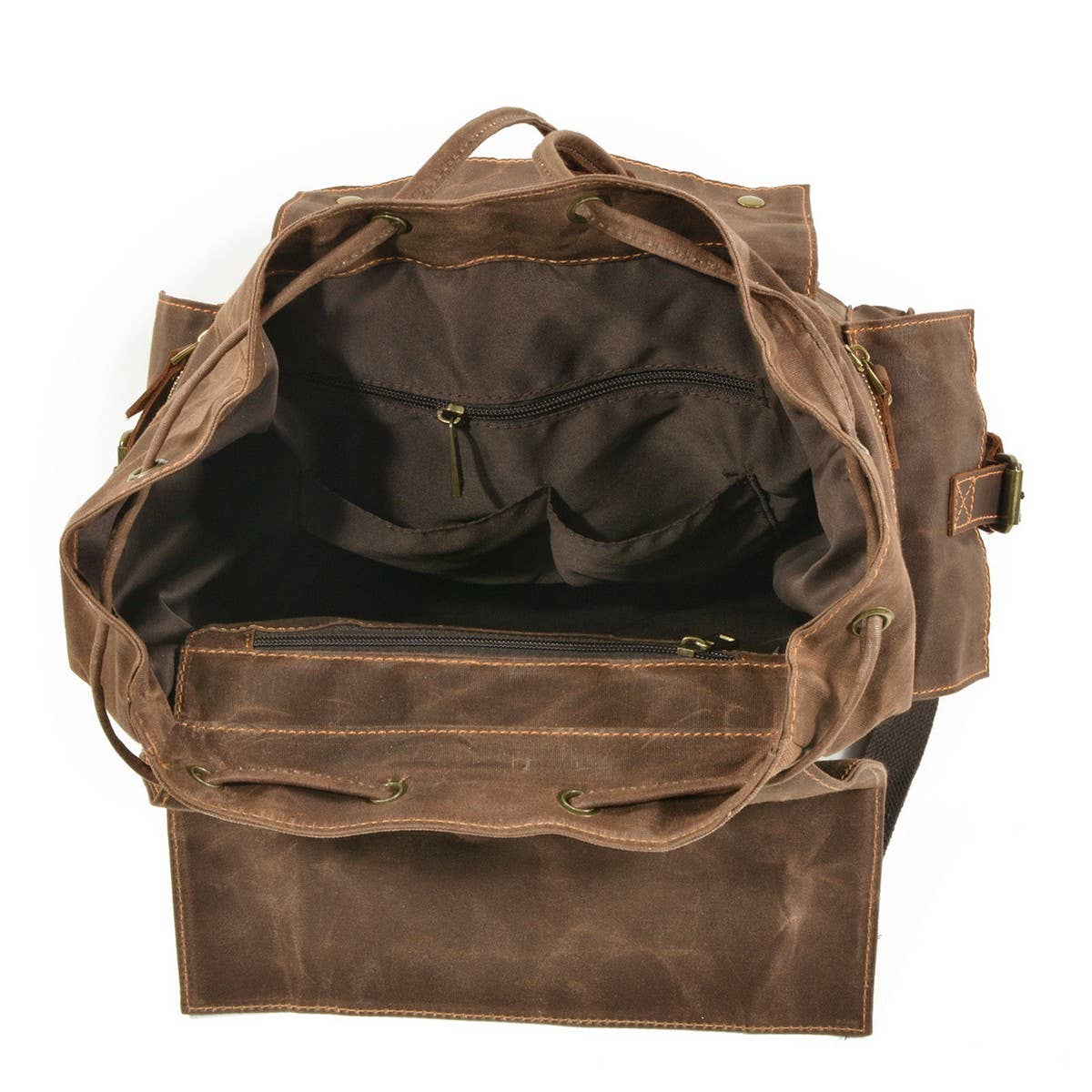 Vintage Waxed Canvas Leather Hiking Backpack_CWAB5520