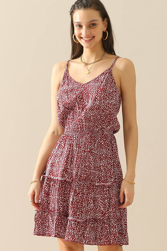 CWDSD1392-B_LEOPARD TIGHTEN WAIST SLEEVELESS MINI DRESS