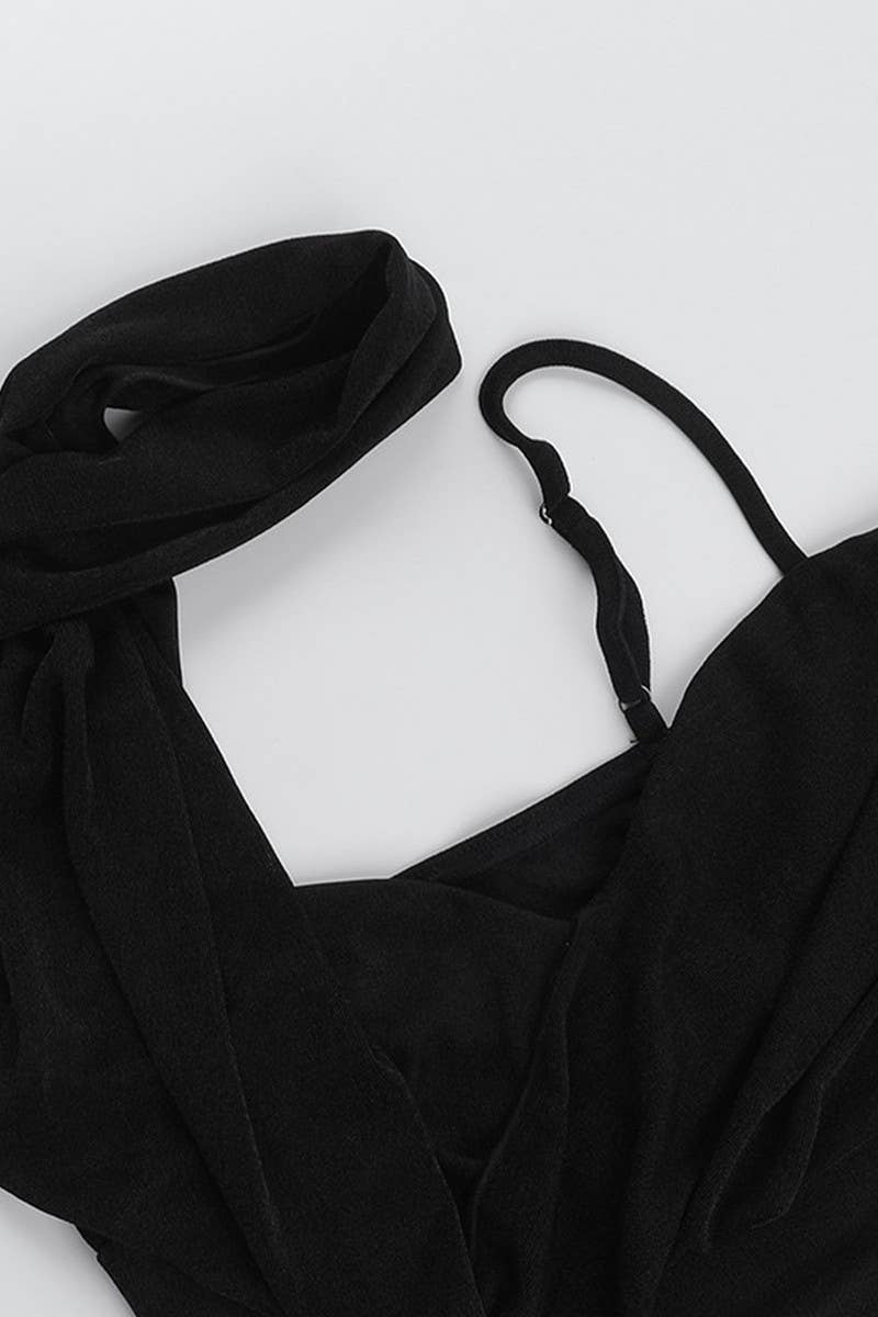 CWTTK0865_SUMMER STRAPLESS CROP ONE-SHOULDER TIE TOP