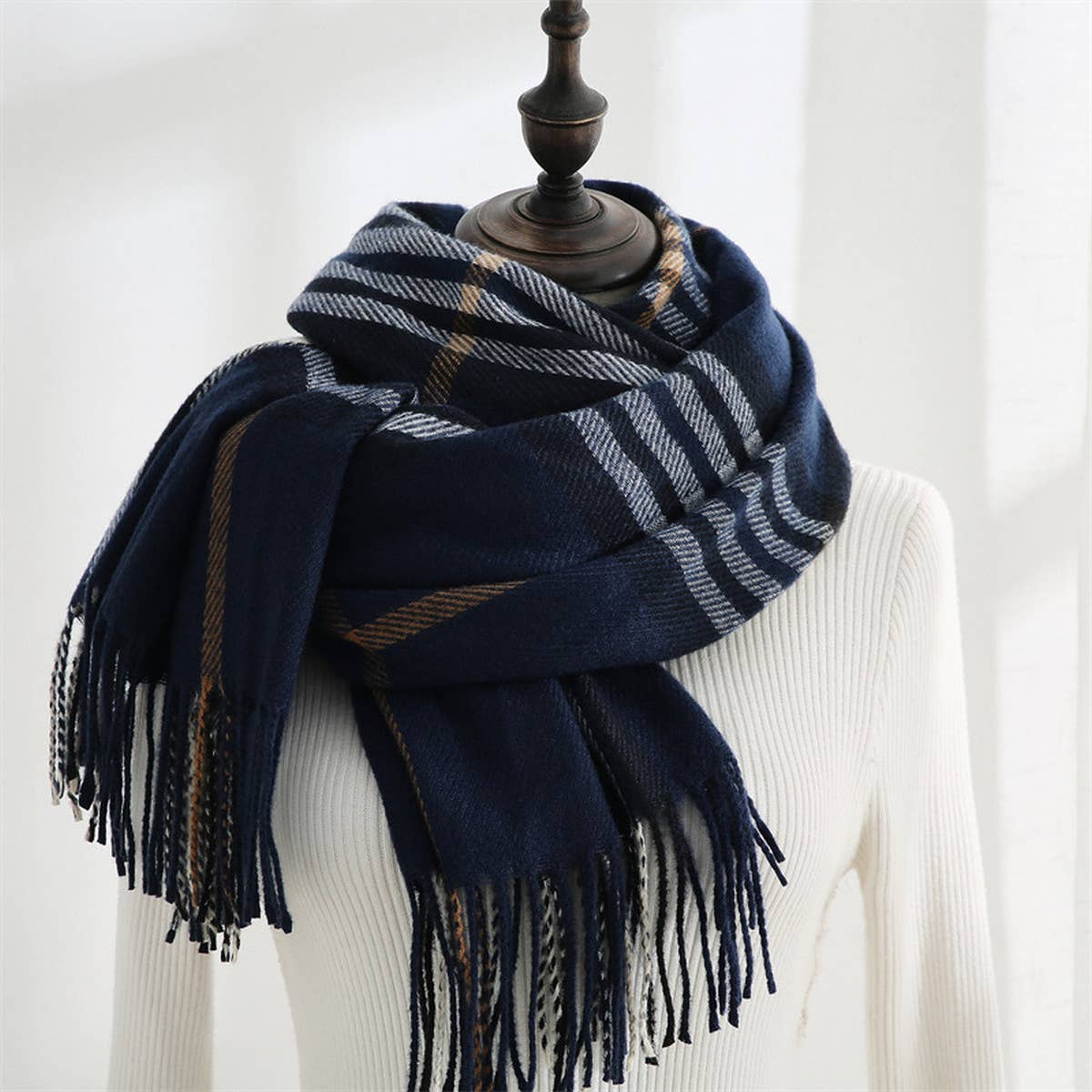 Plaid Faux Cashmere Scarf - Sweet Mid-Length Wrap_CWASC0190
