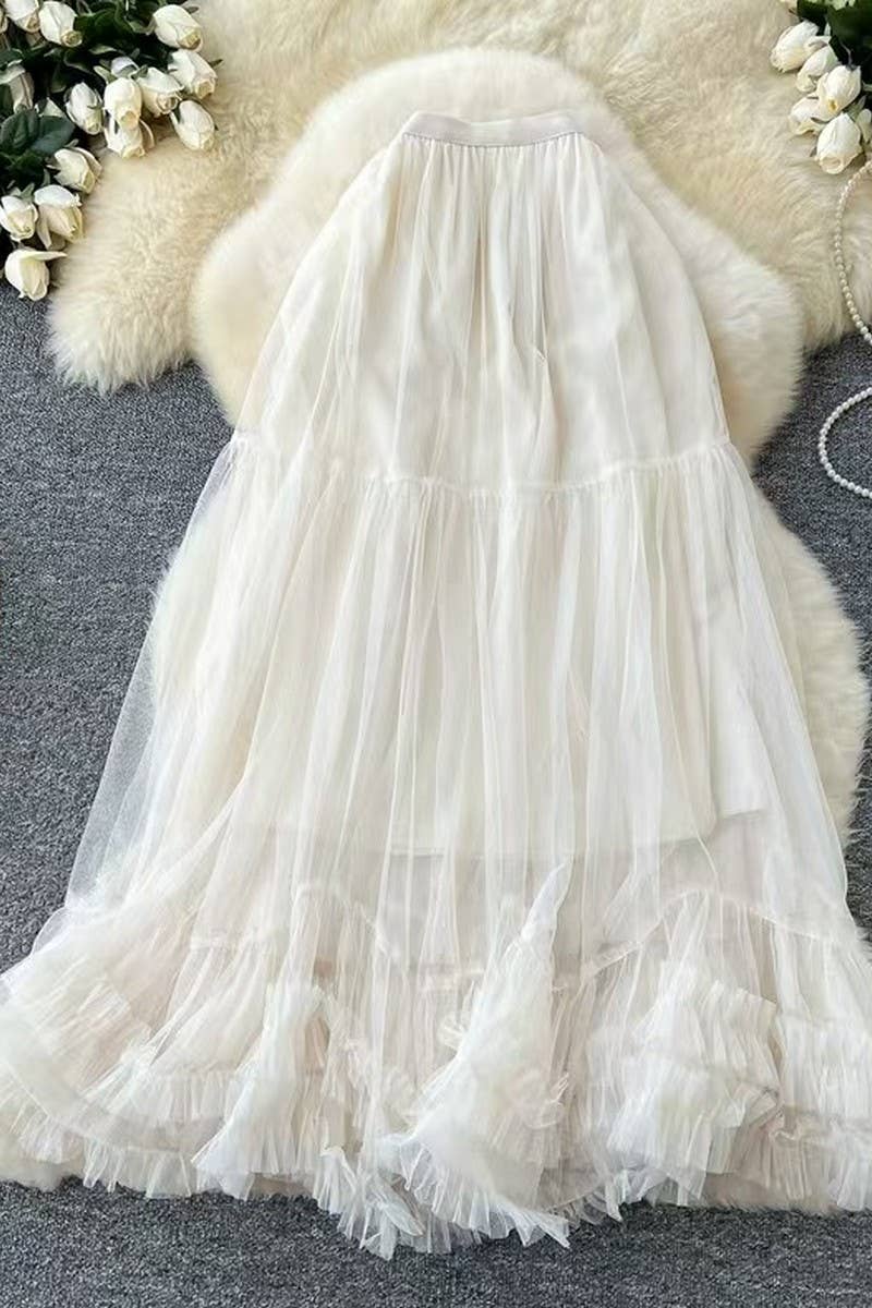 CWBLS0521_HIGH WAIST RUFFLE TULLE A-LINE SKIRT