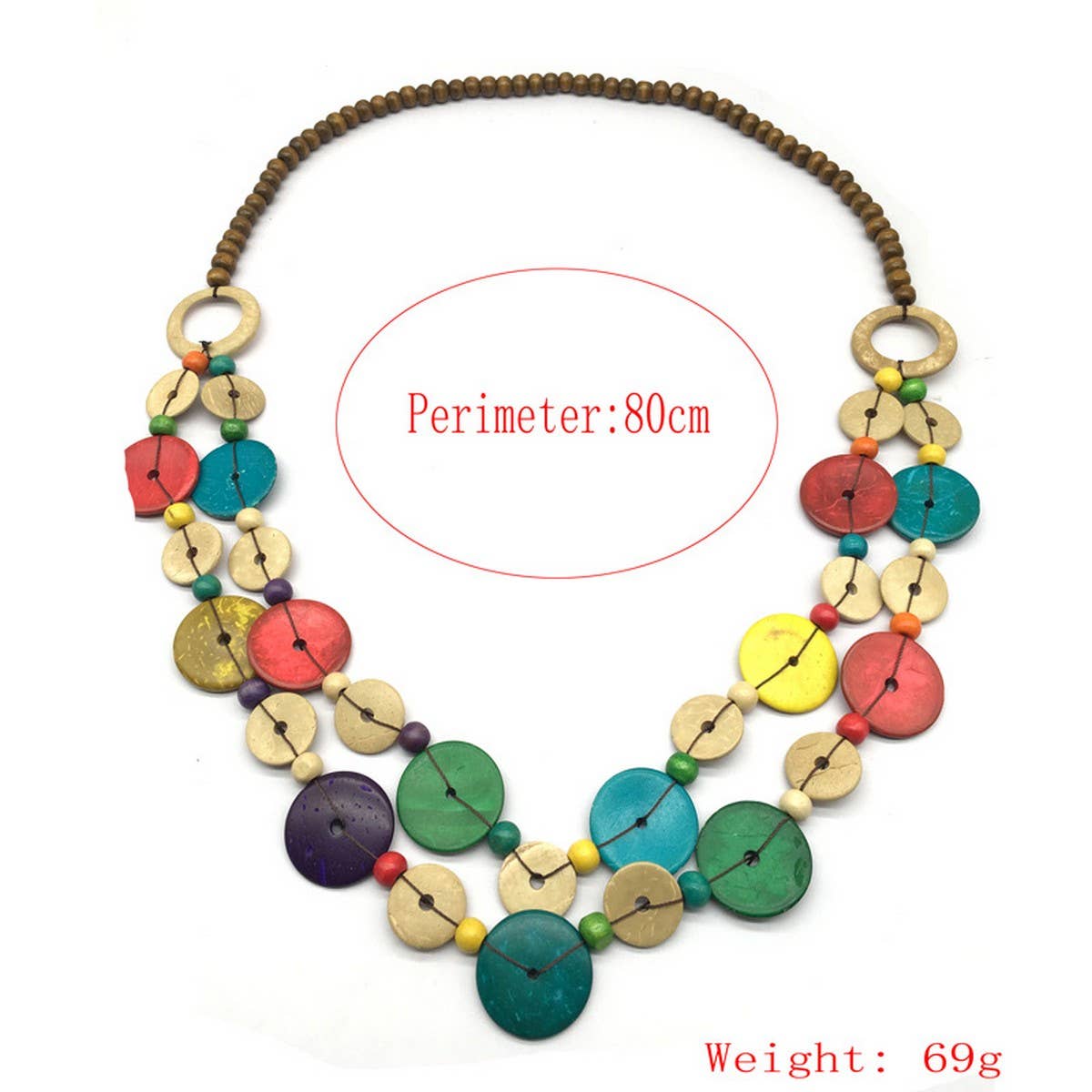 MULTI-LAYERED COCONUT SHELL BEAD NECKLACE