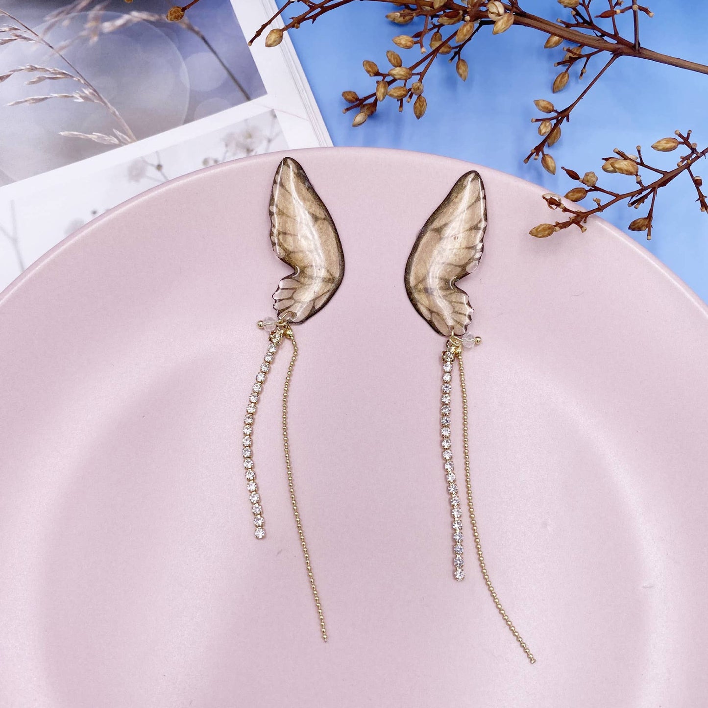 Personalized three-dimensional butterfly earrings