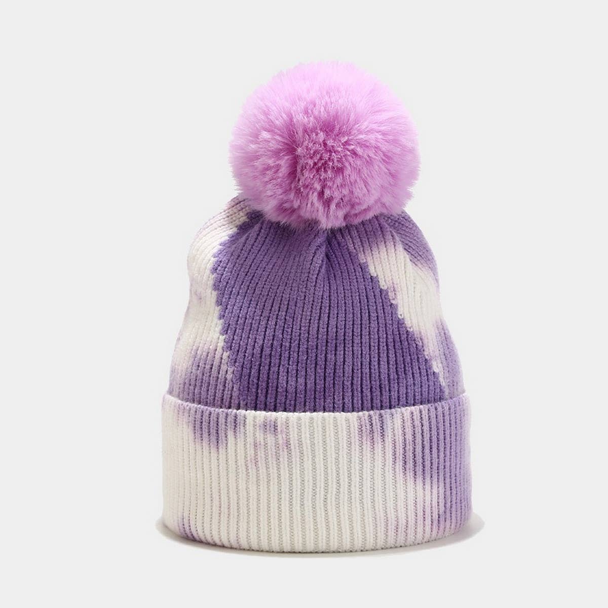 NEW TIE-DYE POM-POM KNITTED HAT_CWAH1619