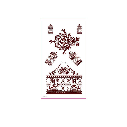 Realistic Brown Henna Tattoo Stickers Waterproof_CWMM8347