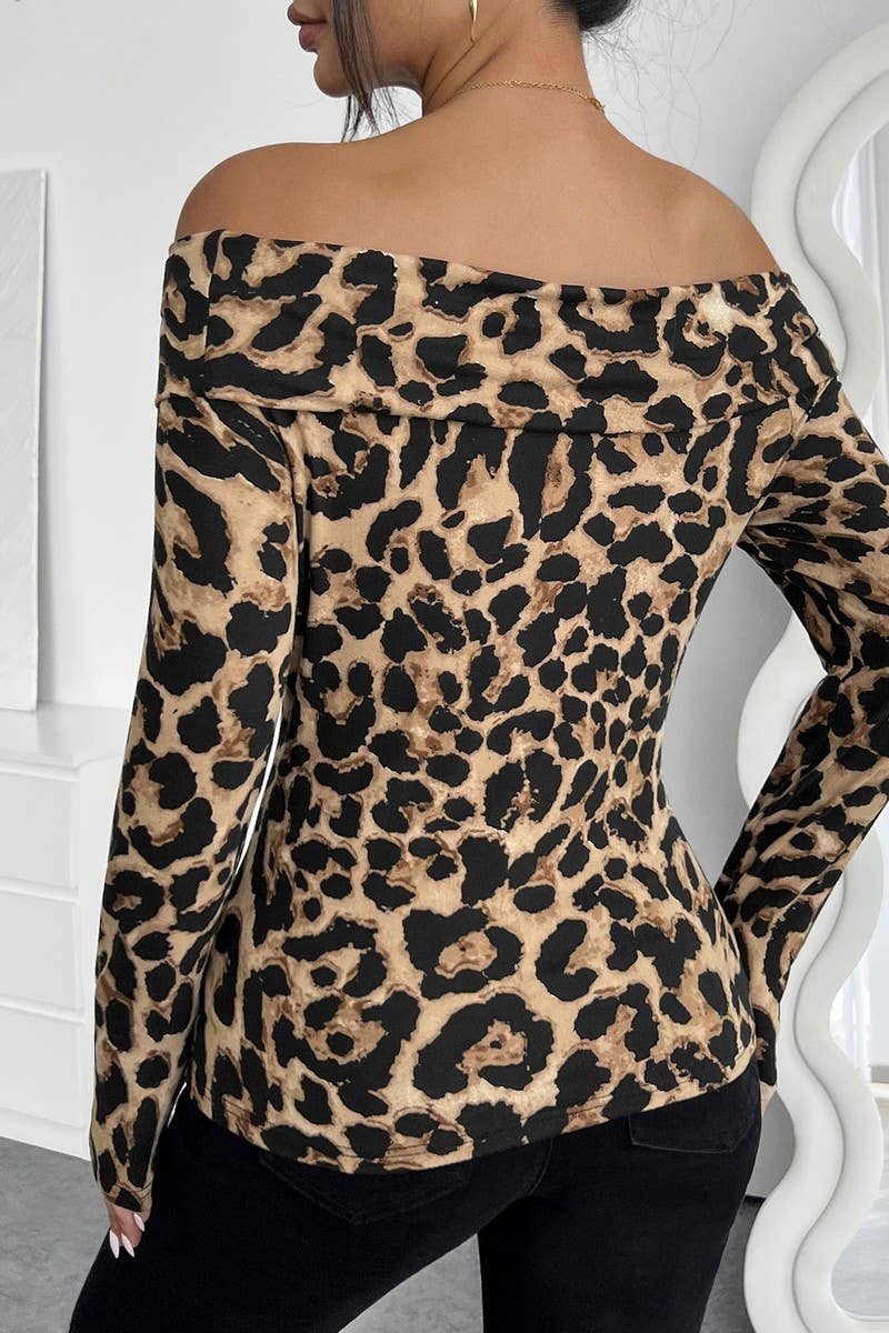 CWTBLL3495_LEOPARD PRINT OFF-THE-SHOULDER LONG SLEEVE TOP