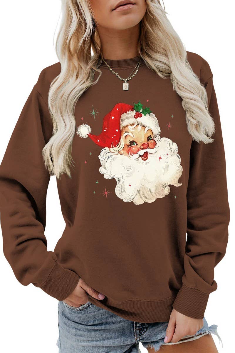 CWTBLL01324_SANTA CLAUS HEAD PATTERN PULLOVER SWEATSHIRT