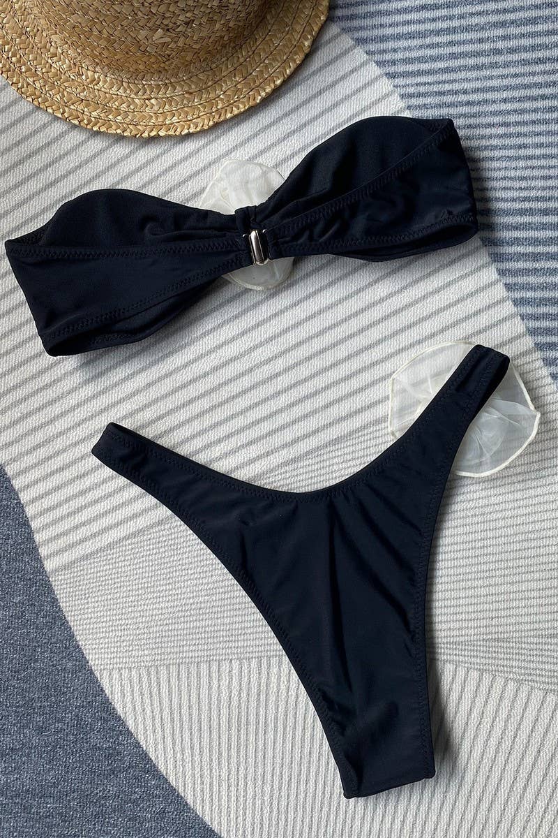 CWMW0897_3D FLOWER BANDEAU TWO-PIECE SWIMSUIT